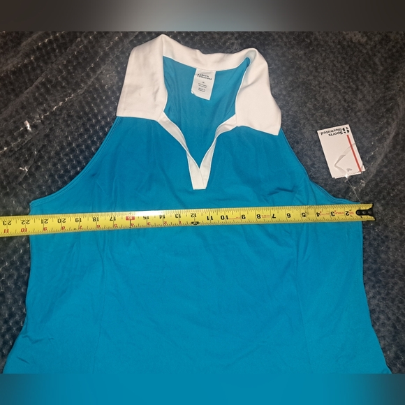 Sleeveless Racerback Polo Tank Top. - Picture 3 of 7